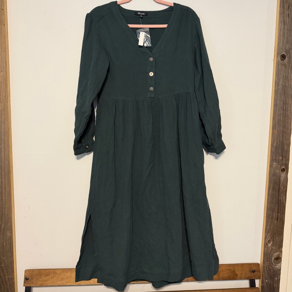 Madewell midi size 00 Dark Green Long Sleeve Dress